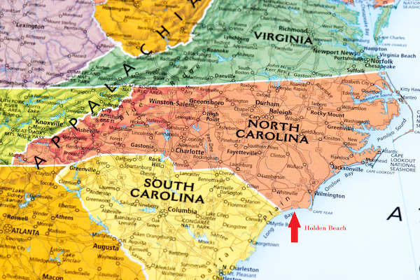 map showing where holden beach is